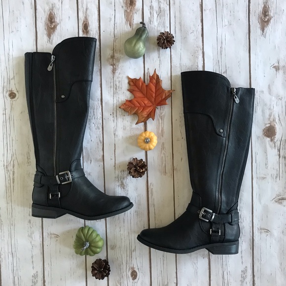 guess black knee high boots